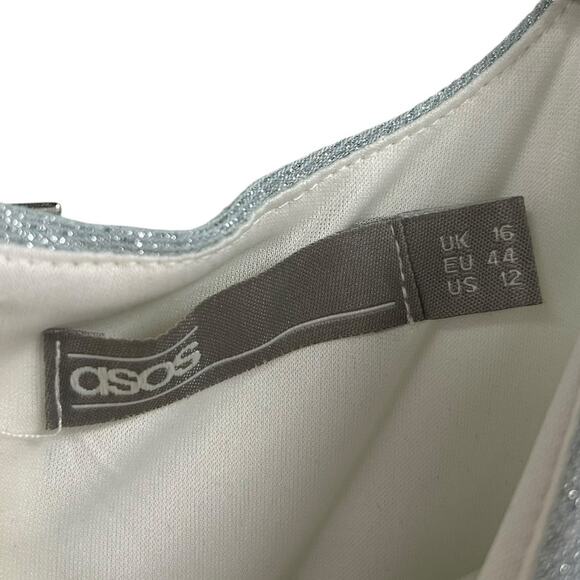 ASOS Light Blue Sleeveless Cut Out Rib Knee Length Sleeveless Bodycon Dress 12 - Picture 2 of 5